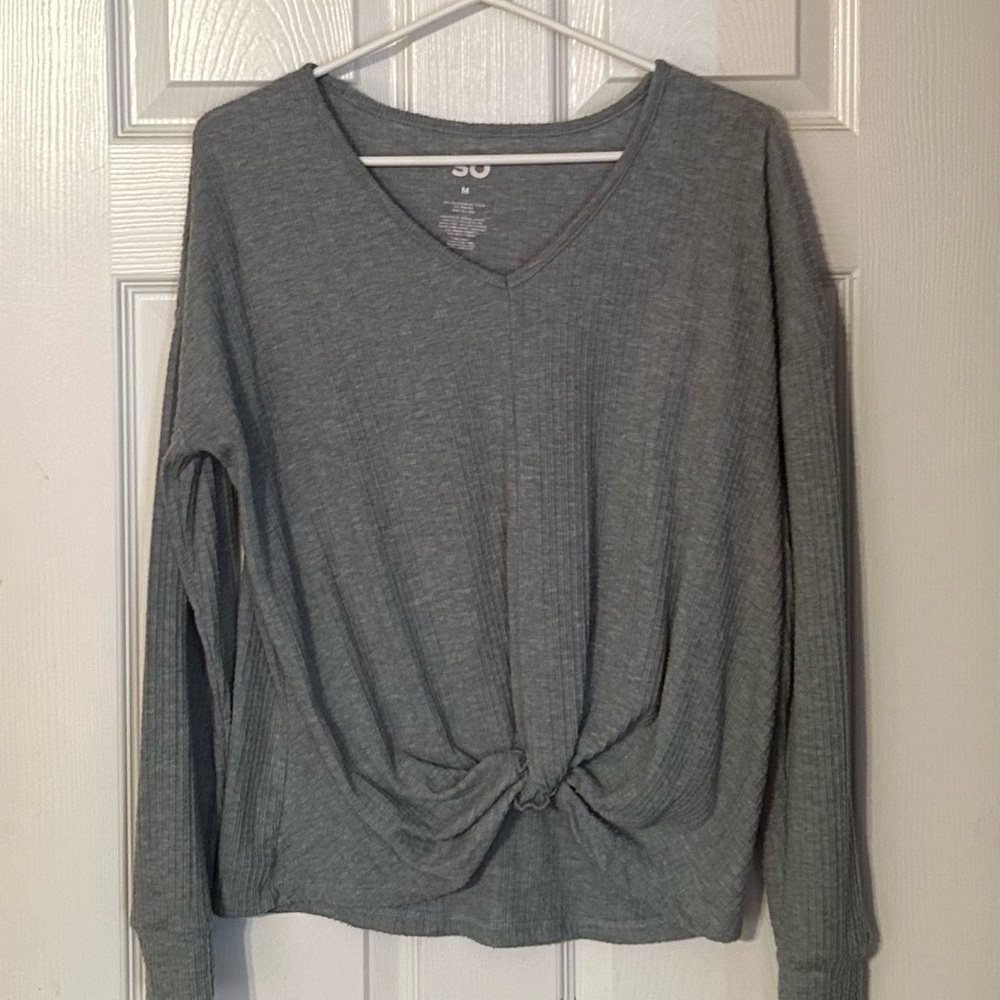 SO Green‎ V-Neck Knotted Blouse